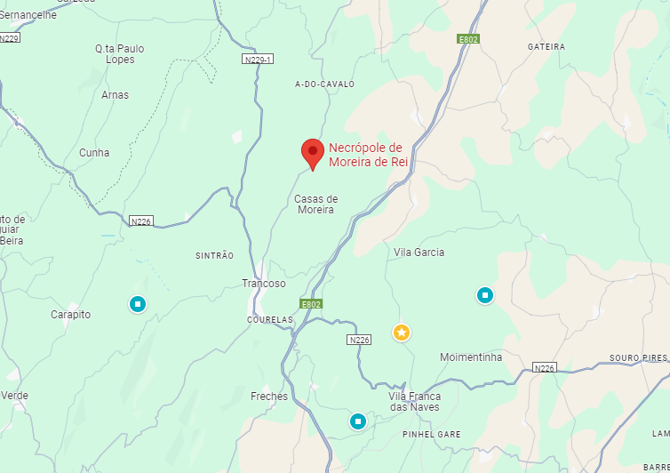 Localização de Moreira de Rei e a sua Necrópole. https://maps.app.goo.gl/DjXMXzX3Jyg729EH7